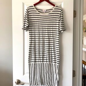 Heather grey and black striped dress, M